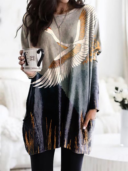 

Abito Vintage Maniche Lunghe, Multicolore, Casual Dresses