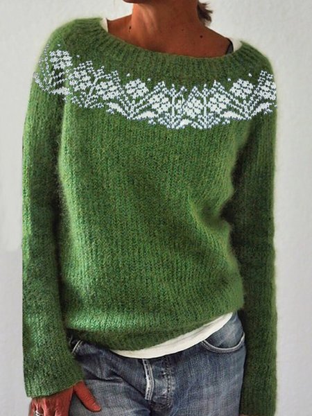 

Shift Cotton-Blend Jacquard Casual Sweater, Green, Sweaters & Cardigans