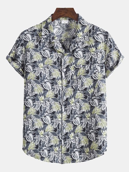 

Men's Basic Shirt Collar Shirts, Black, Men's Floral shirt