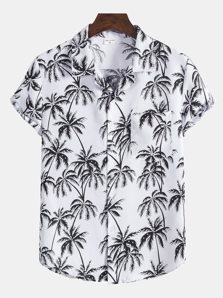 

Men's Printed Shirt Collar Shirts, White, Winter Clearance