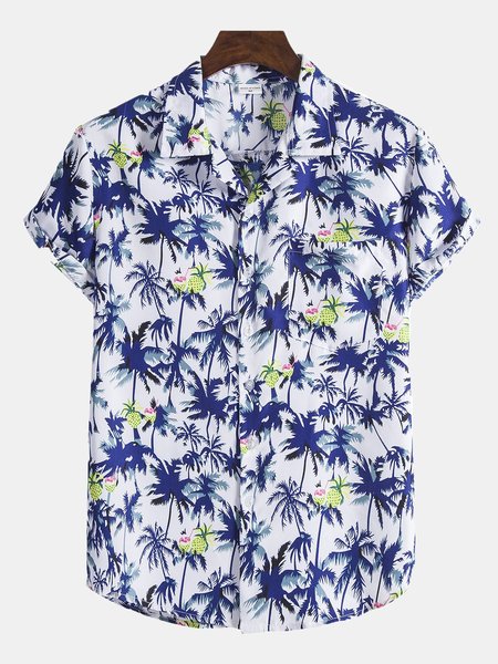 

Men's Coconut Tree Shirt Collar Shirts, White, Winter Clearance