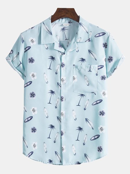 

Men's Shirt Collar Casual Shirts, Blue, Men's Floral shirt