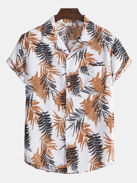 

Men's Basic Printed Coconut Tree Shirts, White, Winter Clearance