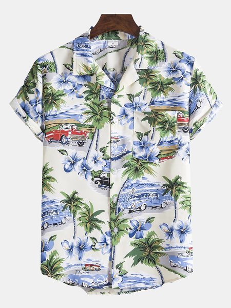 

Men's Floral Shirt Collar Shirts, White, Winter Clearance