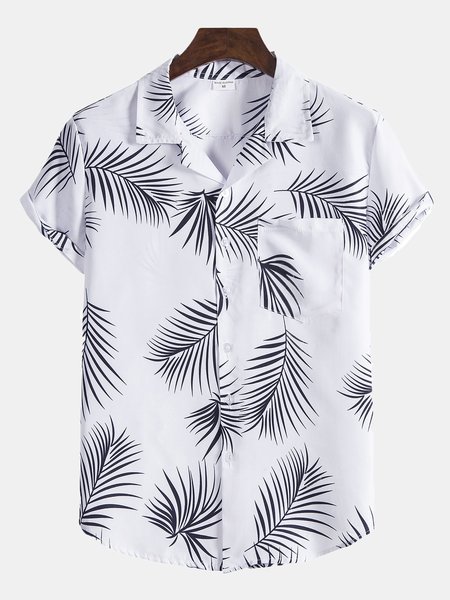 

Men's Coconut Tree Casual Shirt Collar Shirts, White, Winter Clearance