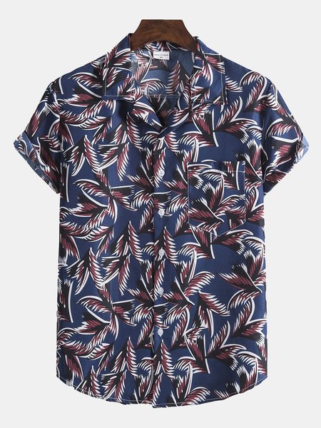 

Men's Floral Shirt Collar Casual Shirts, Blue, Winter Clearance
