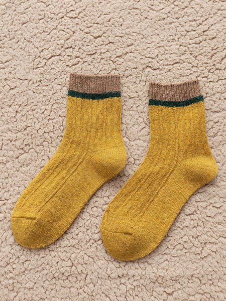 

Striped winter wool warm socks, Yellow, Socks