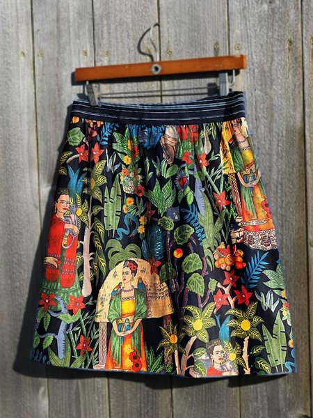 Cotone Floreale Mini Gonna, Verde, Skirts