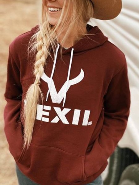 

Long Sleeve Casual Sweatshirt, Red brown, Hoodies & Sweatshirts