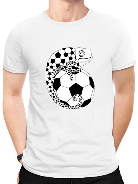 

Lizard on football Graphic Tee, White, T-shirts