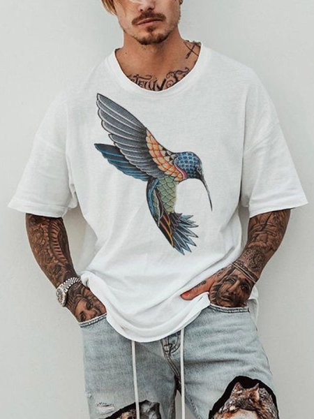 

Vintage Men's Fashion Print Tee, White, Men's t-shirts