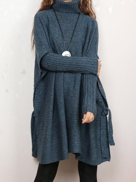 

Abito Casuale Maniche Lunghe, Blu, Midi Dresses