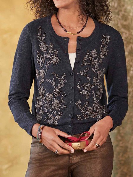 

Crew Neck Fleece Coat, Deep gray, Cardigans