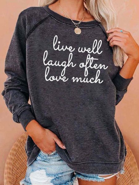 

Women Casual Printed Long Sleeve Sweatshirt, Gray, Hoodies & Sweatshirts