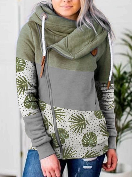 

Color-Block Vintage Long Sleeve Polka Dots Outerwear, Army green, Hoodies&Sweatshirts