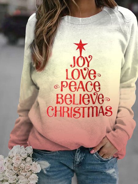 

Plus Size Vintage Star Long Sleeve Crew Neck Shirts & Tops, Pink, Tops
