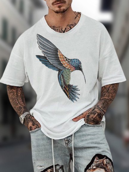 

Vintage Men's Fashion Print Tee, White, Men's t-shirts