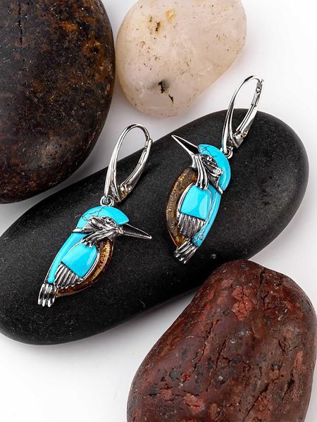 JFN Alloy bird Earrings, Silver, Earrings