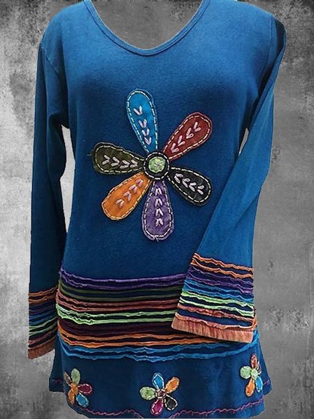 

Shift Long Sleeve Floral Dresses, Blue, Long sleeves