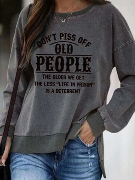 

Women Casual Green Letter Printed Shirts Tops, Gray, Hoodies & Sweatshirts