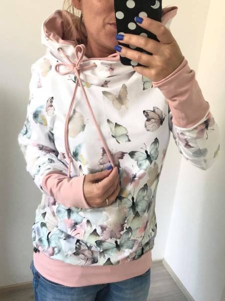 Casuale Farfalla Felpa Cotone, Bianco, Hoodies & Sweatshirts