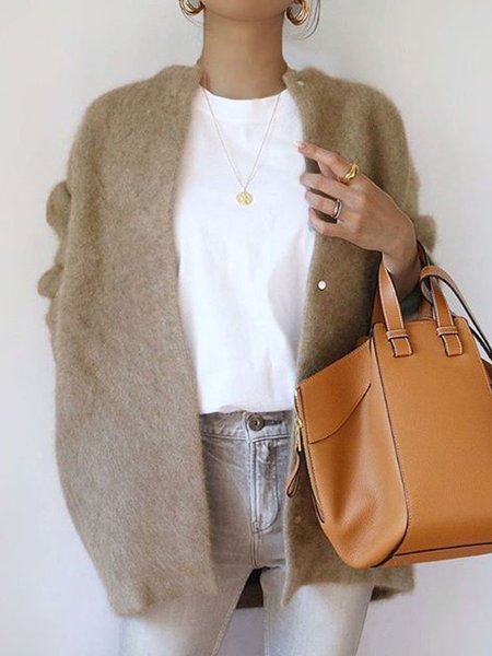 

Solid Long Sleeve Sweater, Camel, Sweaters