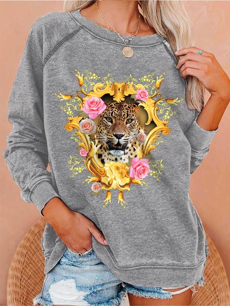 

Animal Graphic Sweatshirt, Gray, Hoodies&Sweatshirts