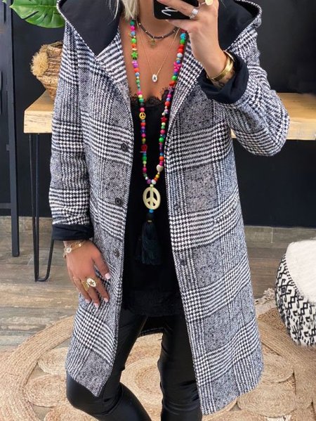 

Solid Hoodie Pastoral Jacket, Black, Cardigans