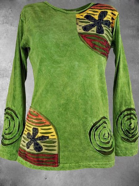 

Crew Neck Knitted Shift Long Sleeve Shirts & Tops, Green, Hoodies&Sweatshirts