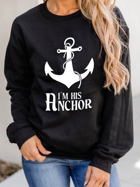 

I'm His Anchor Anchor Graphic Sweatshirt, Black, Hoodies&Sweatshirts