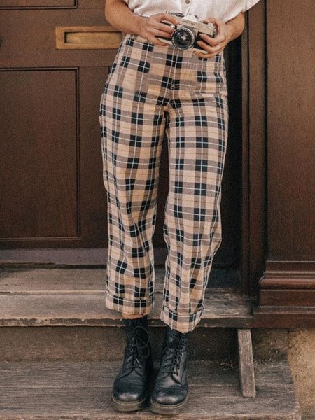 

Vintage a Quadri Casuale Pantaloni, Come immagine, Pants