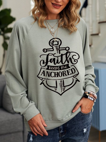 

Faiths Keeps Me Anchored Anchor Graphic Sweatshirt, Gray, Hoodies&Sweatshirts