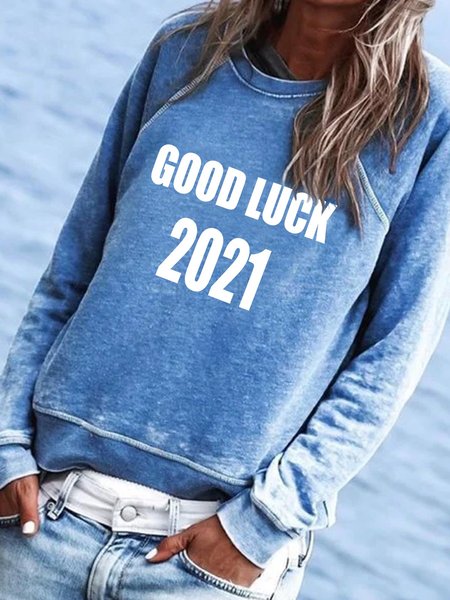 

Letter Crew Neck Casual Sweatshirts, Blue, Sweatshirts & Hoodies