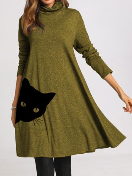 

Casual Printed Long Sleeve Dresses, Tan, Dresses