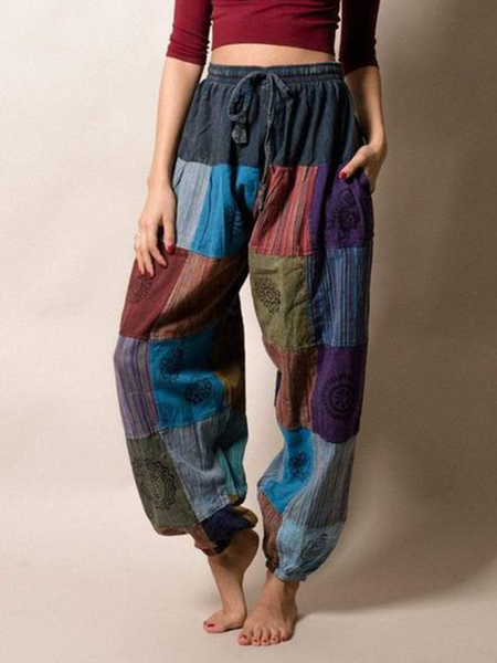 

Pantaloni Astratto Casuale, Blu scuro, Pants