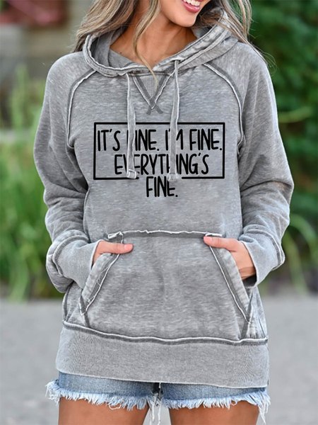

I'M FINE Graphic Sweatshirt, Gray, Hoodies&Sweatshirts