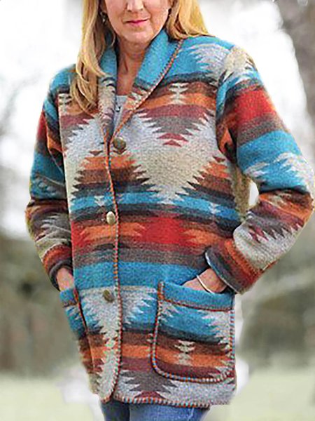 

Shawl Collar Long Sleeve Casual Jacket, Color, Coats