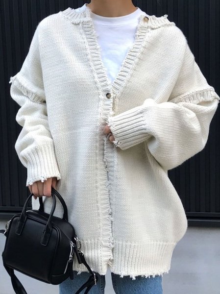 

Long Sleeve Casual Sweater, White, Sweaters