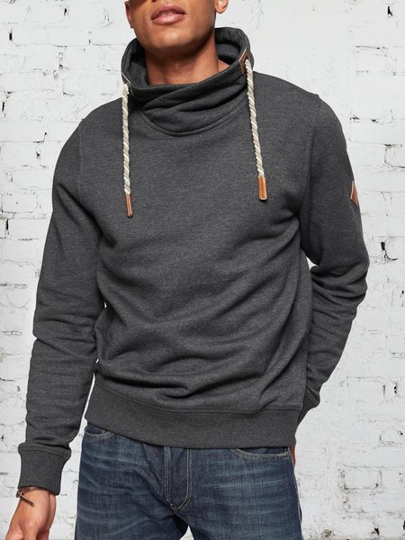 

Felpa Autunno E Inverno Casuale Gli Sport Superiore Dolcevita Solido Misto Cotone, Grigio scuro, Men's Top