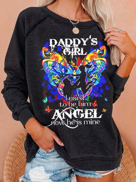 

Butterfly Daddy’s girl I used to be him angel now he is mine Sweatshirt, Black, Hoodies&Sweatshirts