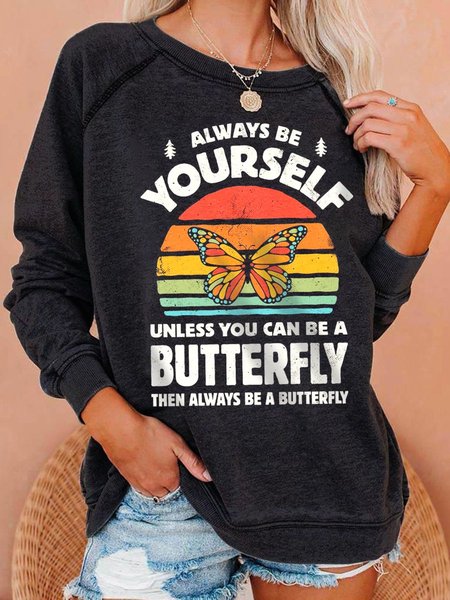

Always Be Yourself Butterfly Sunset Sweatshirt, Black, Hoodies&Sweatshirts