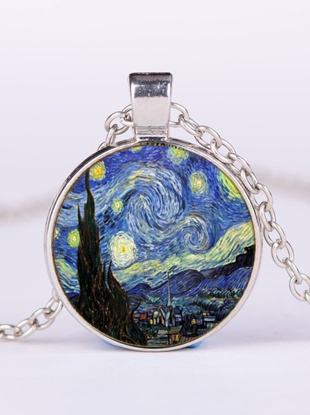 

JFN Alloy Oil Painting Necklace, Silver, Necklaces