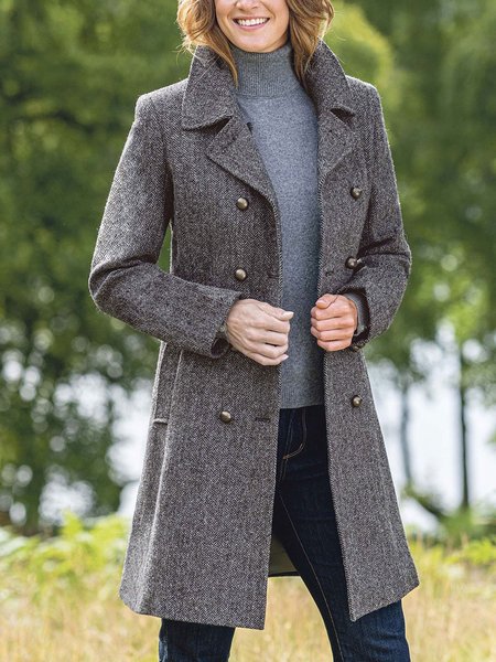 

Vintage Shawl Collar Fleece Coat, Gray, Trench Coats