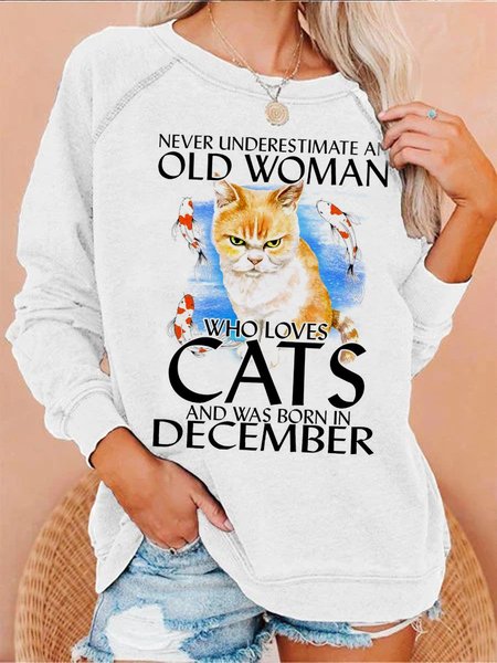 

Old Woman Who Loves Cats Sweatshirt, White, Hoodies&Sweatshirts