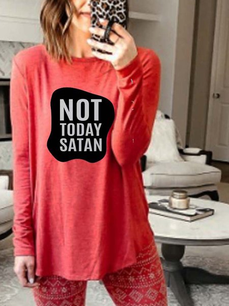 

Christmas Casual Round Neck Long Sleeve Shirts & Tops, Red, Tops