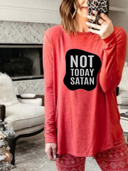 

Christmas Casual Round Neck Long Sleeve Shirts & Tops, Red, Tops