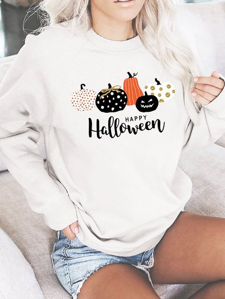 

Happy Halloween Long sleeve sweater, White, Hoodies&Sweatshirts