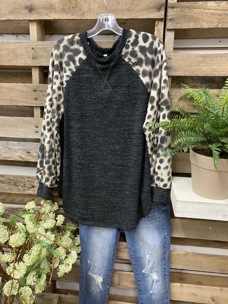 

Color-Block Leopard Shirts & Tops, Deep grey, Tops