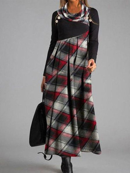 

Abito Maniche Lunghe Vintage, Rosso, Maxi Dresses