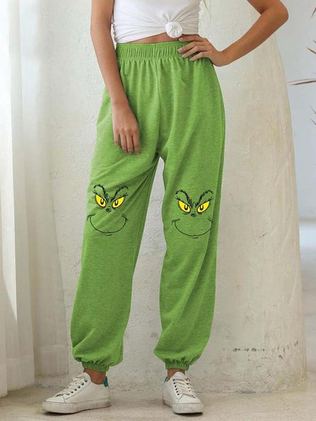 

JFN Casual Cartoon Sports Turnip Pants, Green, Pants